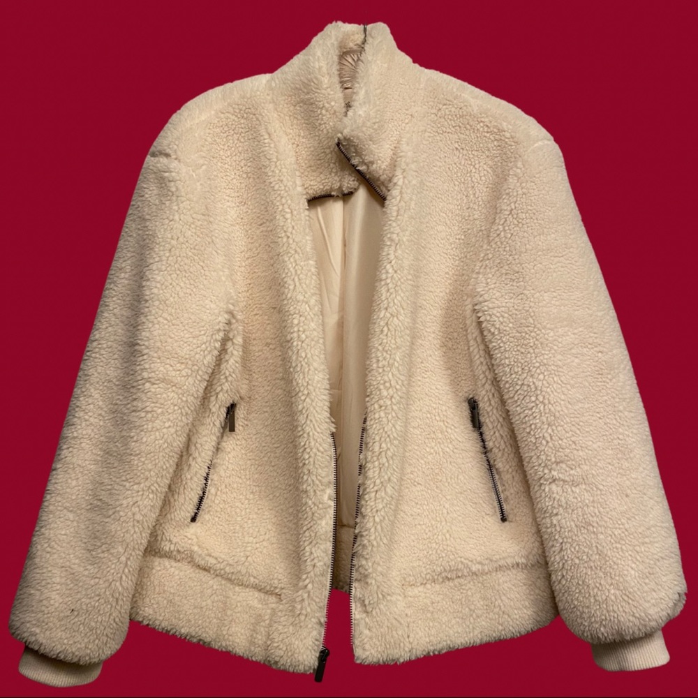 Universal Thread Sherpa Bomber Jacket (Cream)